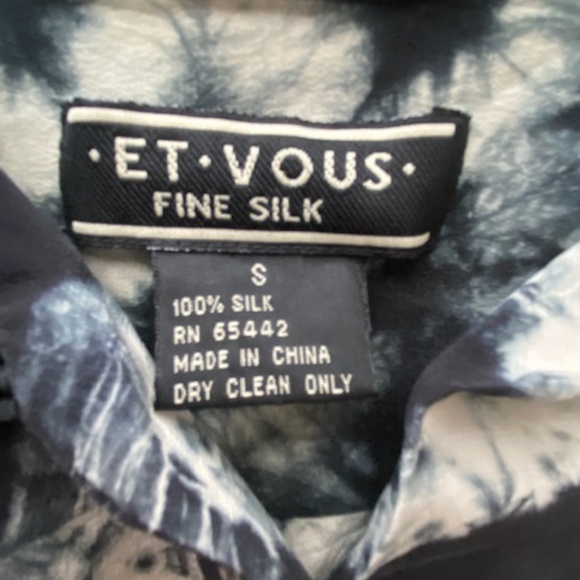 Et Vous Black and White Dandelion Fine Silk Blouse Size Small - Picture 5 of 11